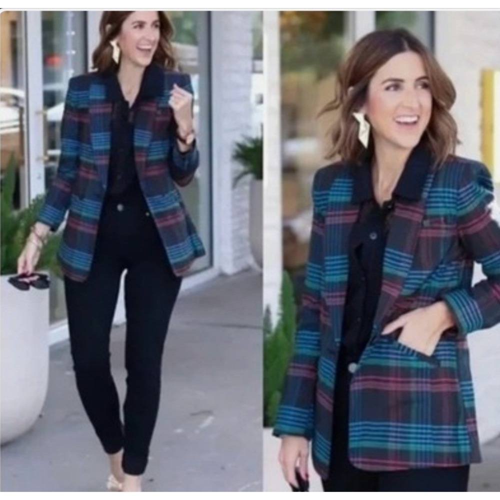 Cabi Tartan Blazer Womens XS‎ Multi Color Excellent Plaid Single Button Jacket